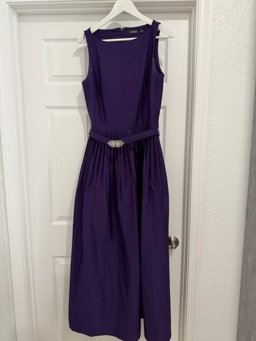 Lauren Ralph Lauren Purple Sleeveless Belted Floor Length Dress